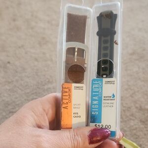 Brown Genuine Leather and Black Sport Band - Fits Casio